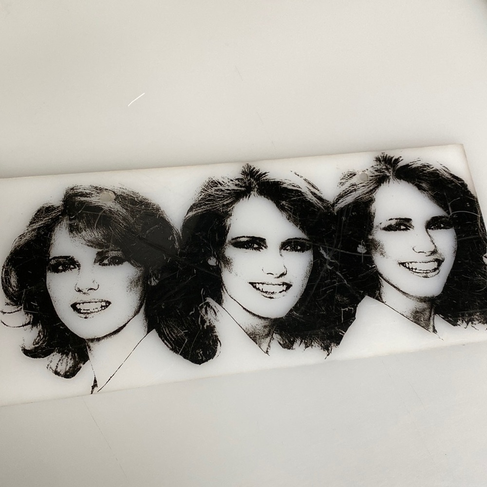 Vintage acrylic plastic sign of 3 faces of a lady - 1980s or early ‘90’s?